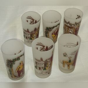 Set of (6)Vintage Hazel-Atlas / Gay Fad Frosted Highball Glasses